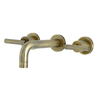 Kingston Brass KS8123CML Manhattan 2-Handle 8 in. Wall Mount Bathroom Faucet, Antique Brass