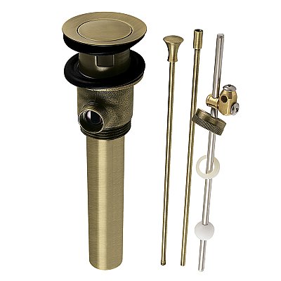 Kingston Brass KBT2123 Brass Pop-Up Bathroom Sink Drain with Overflow and Extra Long Pop-Up rod, 22 Gauge, Antique Brass