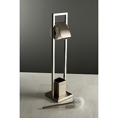 Kingston Brass SCC8348 Pedestal Toilet Paper Holder with Toilet Brush Holder - Brushed Nickel