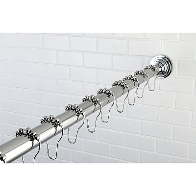 Kingston Brass SRK601 Edenscape 60"-72" Stainless Steel Adjustable Tension Shower Curtain Rod with Rings - Polished Chrome