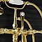 Aqua Vintage 7-Inch Adjustable Wall Mount Tub Faucet with Hand Shower - Adjustable Center - Metal Lever Handles - Brushed Brass