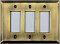 Jumbo Oversized Antique Brass Stamped Triple GFCI Switchplate / Cover Plate