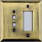 Jumbo Oversized Antique Brass Stamped Pushbutton / GFCI Switchplate / Cover Plate