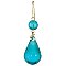 Light Blue Glass Tear Drop with Bead, 1-1/8"