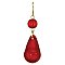 Ruby Glass Tear Drop with Bead, 1-1/8"