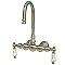 Gooseneck Wall Mount Clawfoot Tub Faucet - 3-3/8" on Center - Porcelain Lever Handles - Satin Nickel