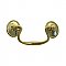 Polished Brass Colonial Revival Swan Neck Pull - Oval Beaded Backplates - 3" on Center