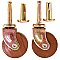 Pair of Ball-Bearing Wooden Wheel Furniture Casters - Dark Wood - Medium