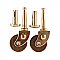 Pair of Wooden Wheel Furniture Casters - Dark Wood - Small