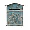 Embossed Floral Arched Top Post / Mail Box - Distressed Blue