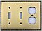Egg And Dart Antique Brass Forged Double Toggle / Single Duplex Switchplate / Cover Plate
