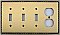 Egg And Dart Antique Brass Forged Triple Toggle/Single Duplex Switchplate / Cover Plate