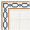 Revival Corner 7-3/4" x 7-3/4" Ceramic Tile - White, Orange, Blue - Per Tile - .42 Square Feet