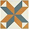 Revival Pattern 7-3/4" x 7-3/4" Ceramic Tile - White, Orange, Blue - Per Case of 25 Tile - 10.50 Square Feet