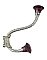 Satin Chrome Coat Hook with Purple Glass Knobs