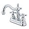 Kingston Chrome 4-Inch Centerset Lavatory Faucet - Metal and Porcelain Cross Handles - Polished Chrome