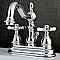 Kingston Chrome 4-Inch Centerset Lavatory Faucet - Metal and Porcelain Cross Handles - Polished Chrome