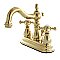 Kingston Brass 4-Inch Centerset Lavatory Faucet - Metal and Porcelain Cross Handles - Polished Brass