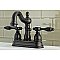 Kingston Brass 4-Inch Centerset Lavatory Faucet - Metal and Porcelain Lever Handles - Oil Rubbed Bronze