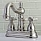 Kingston Brass 4-Inch Centerset Lavatory Faucet - Metal and Porcelain Cross Handles - Brushed Nickel