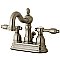 Kingston Brass 4-Inch Centerset Lavatory Faucet - Metal and Porcelain Lever Handles - Brushed Nickel