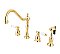 Heritage Widespread Deck Mount Kitchen Faucet with Brass Sprayer - Porcelain Lever Handles - Polished Brass