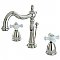 Heritage Widespread Sink Faucet - Porcelain Cross Handles - Polished Nickel