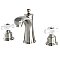 Victorian Widespread Lavatory Faucet - Porcelain Cross Handles - Satin Nickel