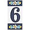 Sevillano Flora Address Number 6 2-1/8" x 4-3/8" Ceramic Wall Tile - Sold by the individual piece