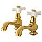 Kingston Brass Heritage Basin Faucet - Porcelain Cross Handles - Polished Brass