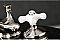 Heritage Widespread Sink Faucet - Porcelain Cross Handles - Polished Nickel