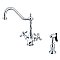Heritage Two-Handle 2-or-4 Hole Deck Mount Kitchen Faucet with Brass Sprayer - Polished Chrome