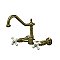 Heritage Wall Mount Bridge Kitchen Faucet -  Antique Brass