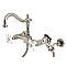 Heritage Wall Mount Bridge Kitchen Faucet with Brass Sprayer -  Polished Nickel