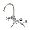 Restoration Wall Mount Bridge Kitchen Faucet with Brass Sprayer -  Polished Chrome