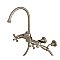 Restoration Wall Mount Bridge Kitchen Faucet with Brass Sprayer -  Brushed Nickel