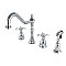 Heritage Widespread Deck Mount Kitchen Faucet with Brass Sprayer - Metal Cross Handles - Polished Chrome