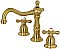 Heritage Widespread Sink Faucet - Metal Cross Handles - Brushed Brass