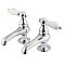 Restoration Basin Sink Faucet Separate Hot & Cold Taps - Porcelain Lever Handles - Polished Chrome