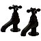 Restoration Basin Sink Faucet Separate Hot & Cold Taps - Metal Cross Handles - Oil Rubbed Bronze