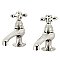 Restoration Basin Sink Faucet Separate Hot & Cold Taps - Metal Cross Handles - Polished Nickel