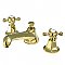 Metropolitan Widespread Sink Faucet - Metal Cross Handles - Polished Brass