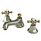 Kingston Brass Widespread Lavatory Faucet - Metal Cross Handles - Brushed Nickel/Polished Brass