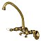 Kingston Two Handle Wall Mount Kitchen Faucet -  Antique Brass