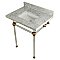 Kingston Brass Templeton 30" x 22" Carrara Marble Vanity Top with Clear Acrylic Console Legs - Carrara Marble/Brushed Brass