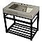 Fauceture 37" Stainless Steel Bathroom Sink with Iron Console Sink Base - Brushed/Matte Black