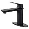 Fauceture LS4200CXL Frankfurt Single-Handle Bathroom Faucet with Deck Plate and Drain, Matte Black