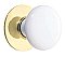 Ice White Porcelain Cabinet Knob with Backplate - 1-3/8" Diameter