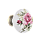 White Rose Porcelain Door Knob Pair