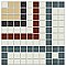 Ginko Tree Inside Corner Border Tile in White/Black/Light Yellow, Green, Red - 3/4" Square Tiles - Sold Per Sheet